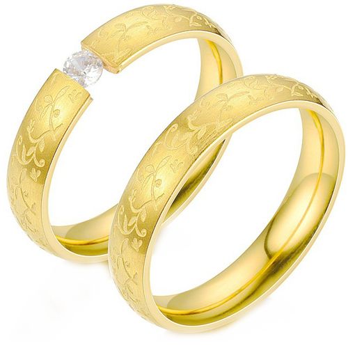 **COI Gold Tone Titanium Celtic Couple Wedding Band Ring-9098AA