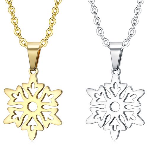 **COI Titanium Gold Tone/Silver Snowflake Pendant-9220AA