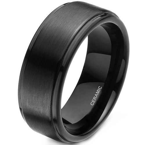 **COI Black Ceramic Step Edges Ring-9343BB