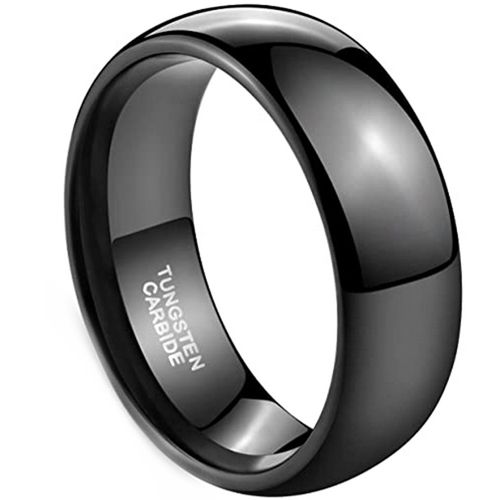 **COI Black Tungsten Carbide Dome Court Ring-9408BB