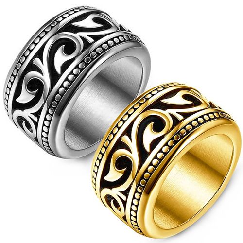 **COI Titanium Black Gold Tone/Silver Celtic Ring-9426AA