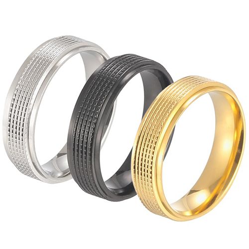 **COI Titanium Black/Gold Tone/Silver Step Edges Ring-9461AA