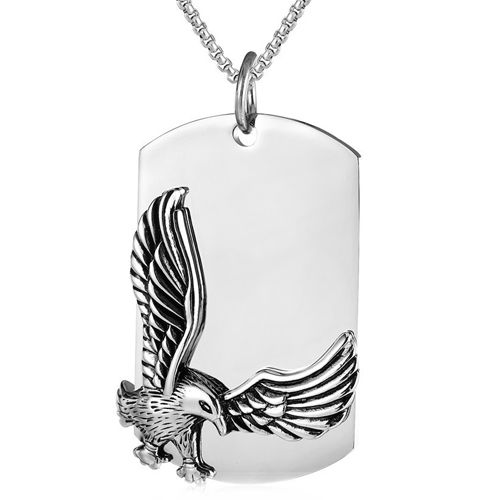 **COI Titanium Black Silver Eagle Tag Pendant-9500AA