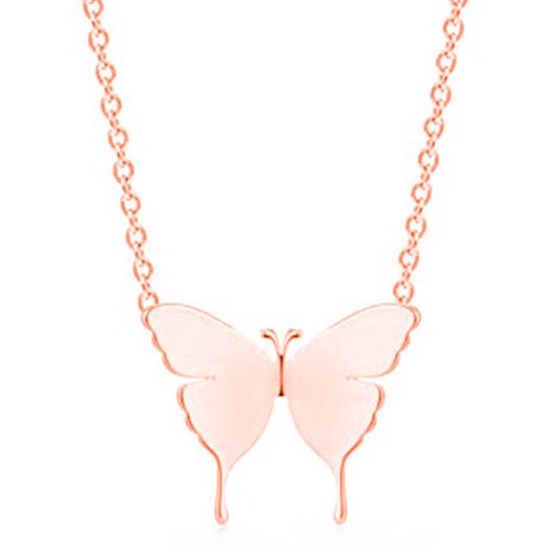 **COI Titanium Rose/Gold Tone/Silver Butterfly Necklace(Length: 19.7 inches)-9539AA