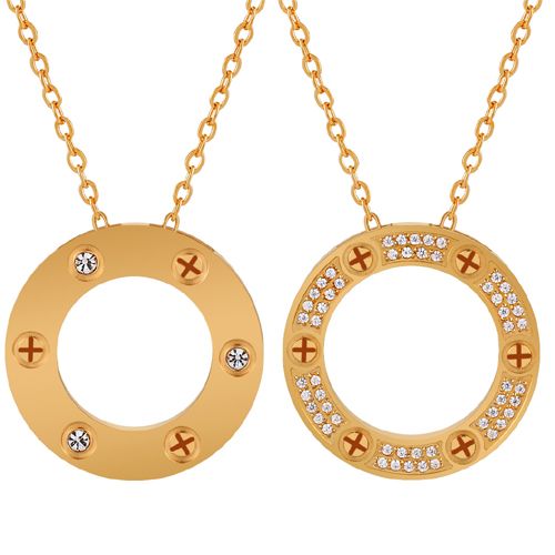 **COI Titanium Gold Tone/Silver Necklace With Cross and Cubic Zirconia(Length: 17.7 inches)-9698AA