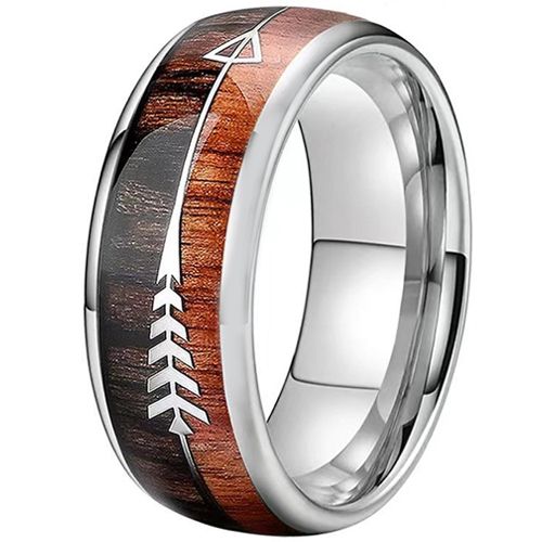 **COI Tungsten Carbide Arrows Dome Court Ring With Wood-9732AA