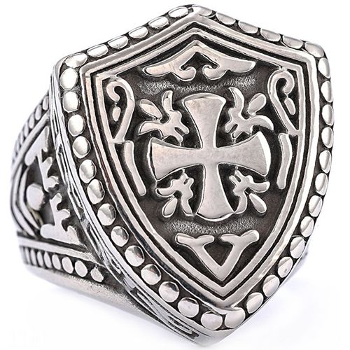 **COI Titanium Black Silver Cross Ring-9902AA
