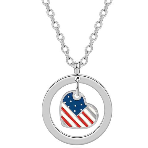 **COI Titanium Gold Tone/Rose/Silver Heart Pendant With American Flag-9926AA