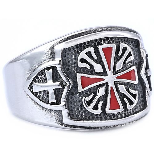 **COI Titanium Black Silver Red Cross Pendant-9935AA