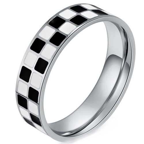 **COI Titanium Gold Tone/Silver Checkered Flag Ring-9954AA