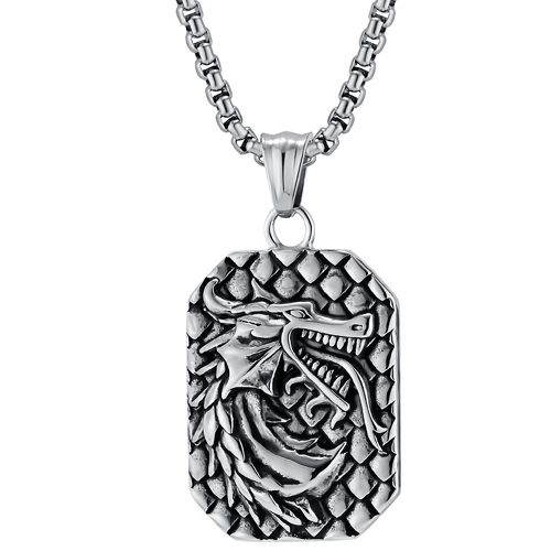 **COI Titanium Black Gold Tone/Silver Dragon Tag Pendant-9955AA