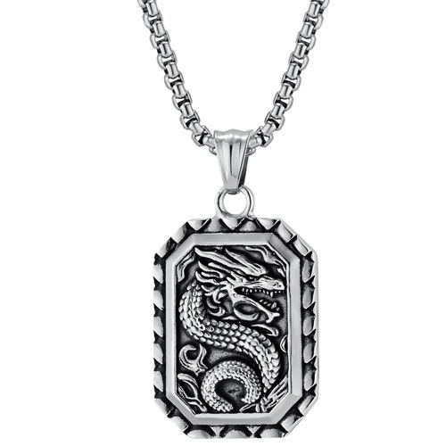 **COI Titanium Black Gold Tone/Silver Dragon Tag Pendant-9956AA