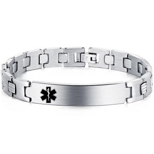 **COI Titanium Medical Alert Bracelet With Steel Clasp(Length: 8.27 inches)-9974AA