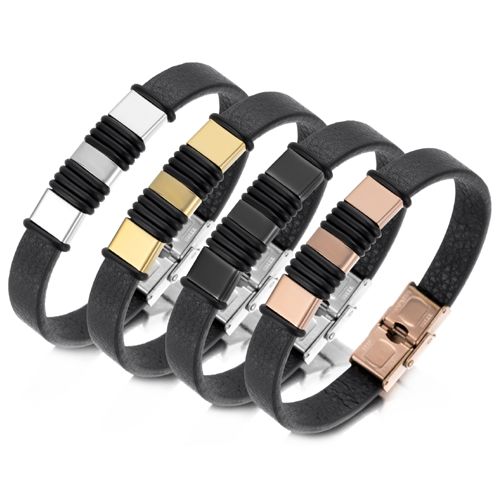 **COI Titanium Black/Gold Tone/Silver/Rose Black Bracelet With Steel Clasp(Length: 8.27 inches)-9979AA