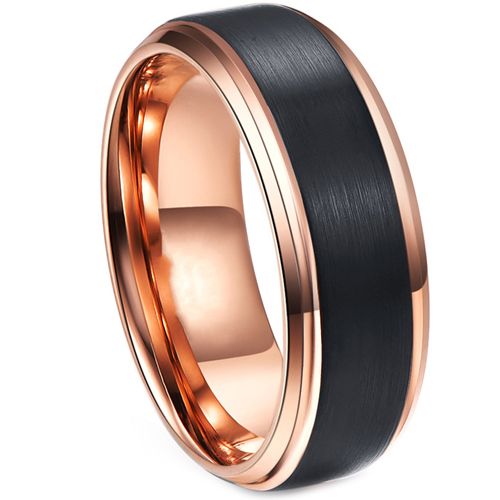 *COI Titanium Black Rose Step Edges Ring-3301