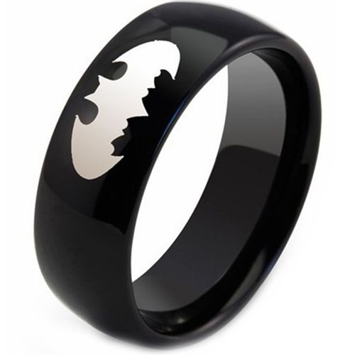 *COI Black Tungsten Carbide Bat Man Dome Court Ring-TG2819