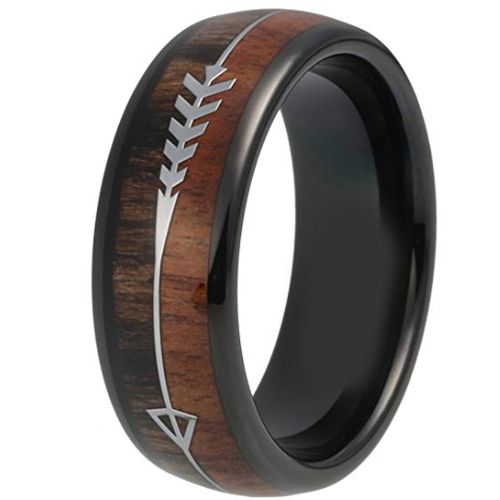 COI Black Tungsten Carbide Wood Ring With Arrows-TG319BB
