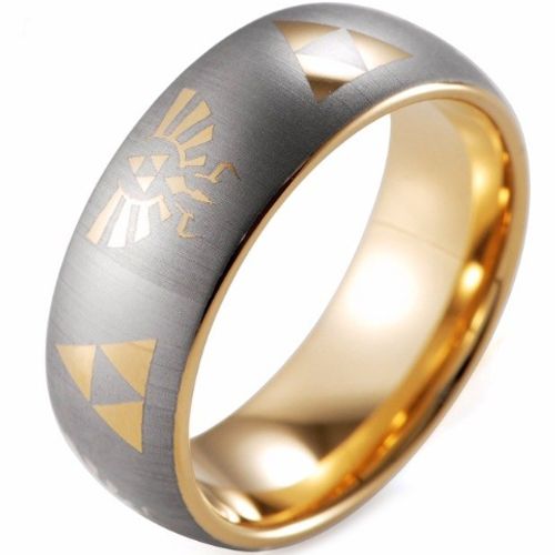 COI Gold Tone Tungsten Carbide Legend Zelda Dome Court Ring-TG3564