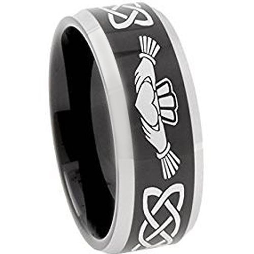 *COI Titanium Black Silver Mo Anam Cara Celtic Ring-374AA