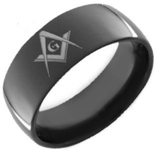 *COI Black Titanium Masonic Dome Court Ring-2551