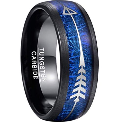 COI Black Tungsten Carbide Meteorite Ring With Arrows-TG3978