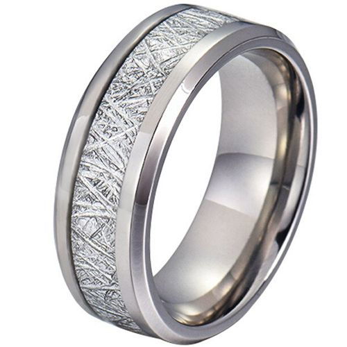 COI Tungsten Carbide Meteorite Beveled Edges Ring-TG4190