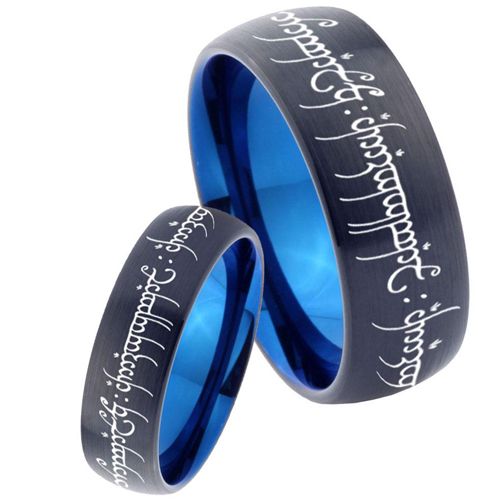 *COI Tungsten Carbide Black Blue Lord The Rings Ring Power-TG4622