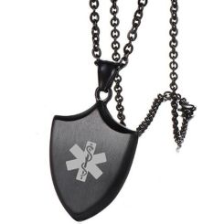 ***COI Black Titanium Medical Alert Pendant-00016AA