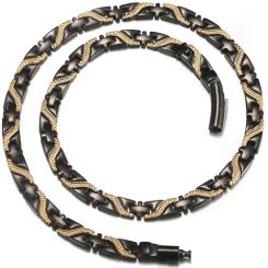 **COI Titanium Black Gold Tone Necklace With Steel Clasp(Length: 19.29 inches)-00037AA