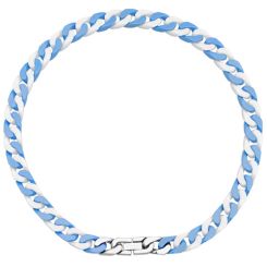 ***COI Titanium Necklace With Blue & White Ceramic Necklace(Length: 17.70 inches)-00045AA
