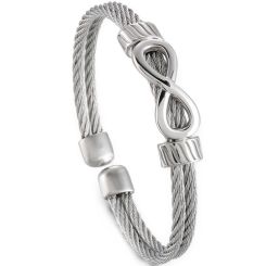 ***COI Titanium Black/Gold Tone/Silver Infinity Bracelet With Steel Clasp(Length: 7.87 inches)-00049AA