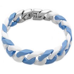 ***COI Titanium Bracelet With Blue & White Ceramic & Steel Clasp(Length: 7.09 inches)-00051AA