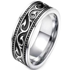 ***COI Titanium Black Silver Celtic Ring-00060AA