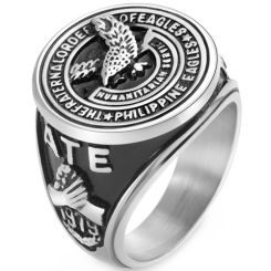 ***COI Titanium Black Gold Tone/Silver Eagle Ring-00061AA