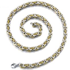 ***COI Titanium Gold Tone Silver Necklace With Steel Clasp(Length: 21.7 inches)-00068AA