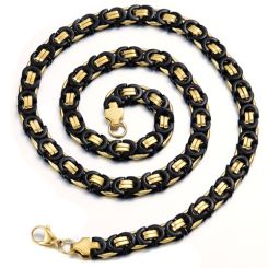 ***COI Titanium Black Gold Tone Necklace With Steel Clasp(Length: 21.7 inches)-00069AA