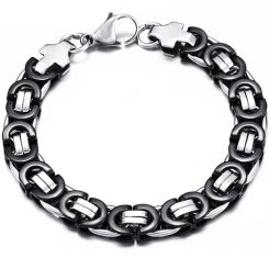 ***COI Titanium Black Silver Bracelet With Steel Clasp(Length: 8.66 inches)-00070AA