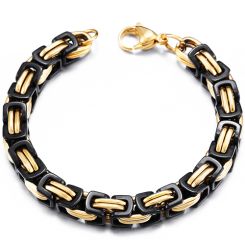 ***COI Titanium Black Gold Tone Bracelet With Steel Clasp(Length: 8.66 inches)-00071AA