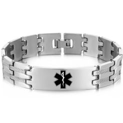 ***COI Titanium Medical Alert Bracelet With Steel Clasp(Length: 8.27 inches)-00074AA