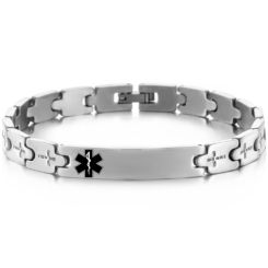 ***COI Titanium Medical Alert Cross Bracelet With Steel Clasp(Length: 8.46 inches)-00082AA