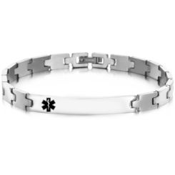 ***COI Titanium Medical Alert Bracelet With Steel Clasp(Length: 8.66 inches)-00083AA
