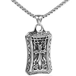 ***COI Titanium Black/Gold Tone/Silver Celtic Cross Tag Pendant-00103AA