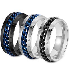 ***COI Titanium Black Blue/Blue Silver/Black Silver Keychain Link Ring-00113AA
