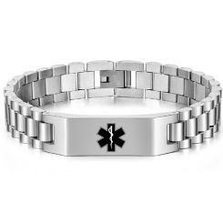 ***COI Titanium Medical Alert Bracelet With Steel Clasp(Length: 8.27 inches)-00124AA