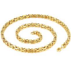 ***COI Titanium Gold Tone/Silver Bracelet/Necklace With Steel Clasp(Length: 8.27 inches/23.60 inches)-00132AA