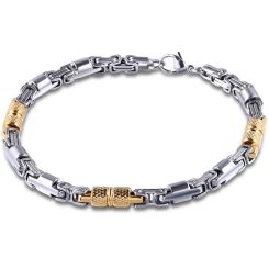***COI Titanium Gold Tone Silver Bracelet With Steel Clasp(Length: 9.45 inches)-00142AA