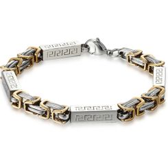 ***COI Titanium Gold Tone Silver Celtic Bracelet With Steel Clasp(Length: 8.27 inches)-00155AA