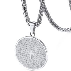 ***COI Titanium Gold Tone/Silver Cross Prayer Pendant-00169AA