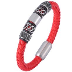 ***COI Titanium Black Silver Infinity Celtic Genuine Leather Bracelet With Steel Clasp(Length: 8.66 inches)-00182AA