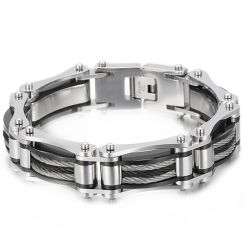 ***COI Titanium Black Silver Wire Bracelet With Steel Clasp(Length: 8.27 inches)-00197AA